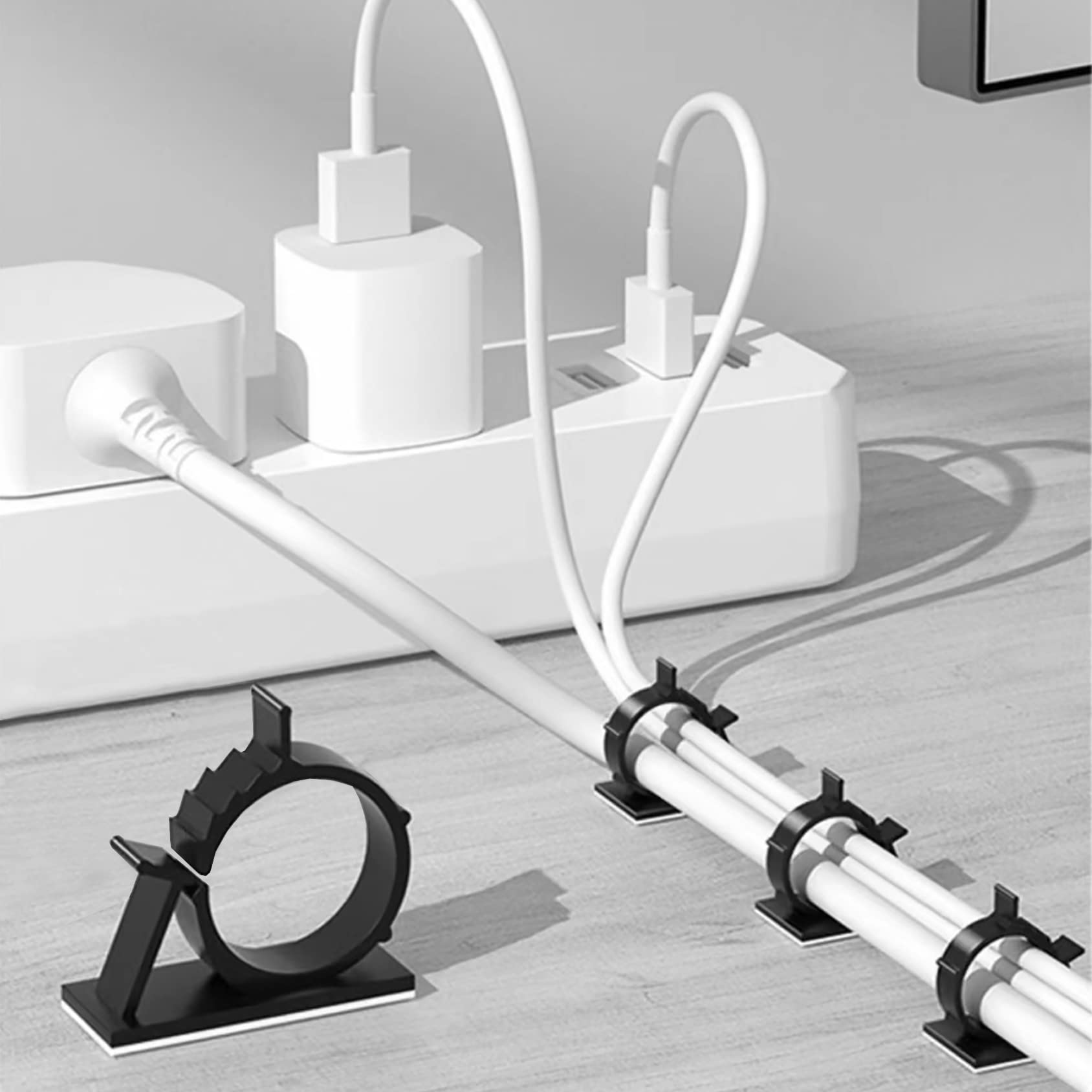 ケーブルクリップ 便利グッズ コードクリップ コード収納 4段階調節 cableclip4dan30p.jpg